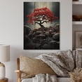 thumbnail image 1 of Designart "Monochrome Red And Grey Tree silence III" Landscape Trees Print on Natural Pine Wood, 1 of 5