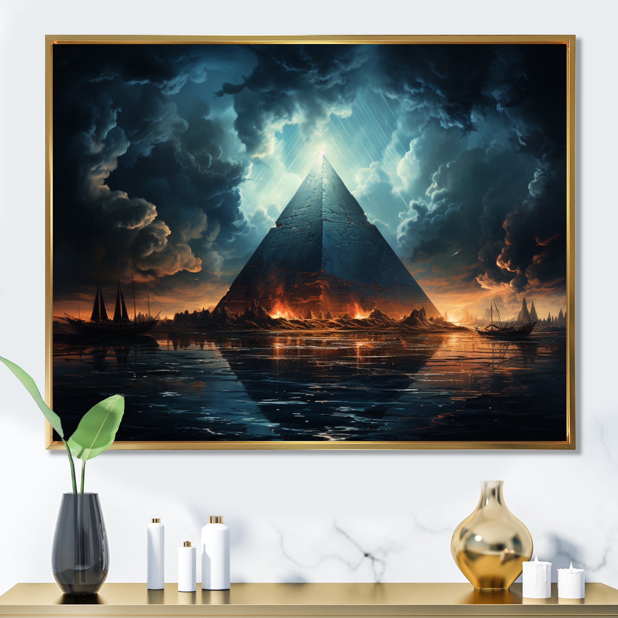 Designart Monochrome Reverberation Of The Pyramid Egypt Floater Designart Monochrome Reverberation Of The Pyramid Egypt Floater