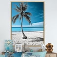 thumbnail image 1 of Designart "Monochrome Serenity Turquoise and Grey Beach II" Nautical & Beach Floater Framed Canvas Wall Art, 1 of 7