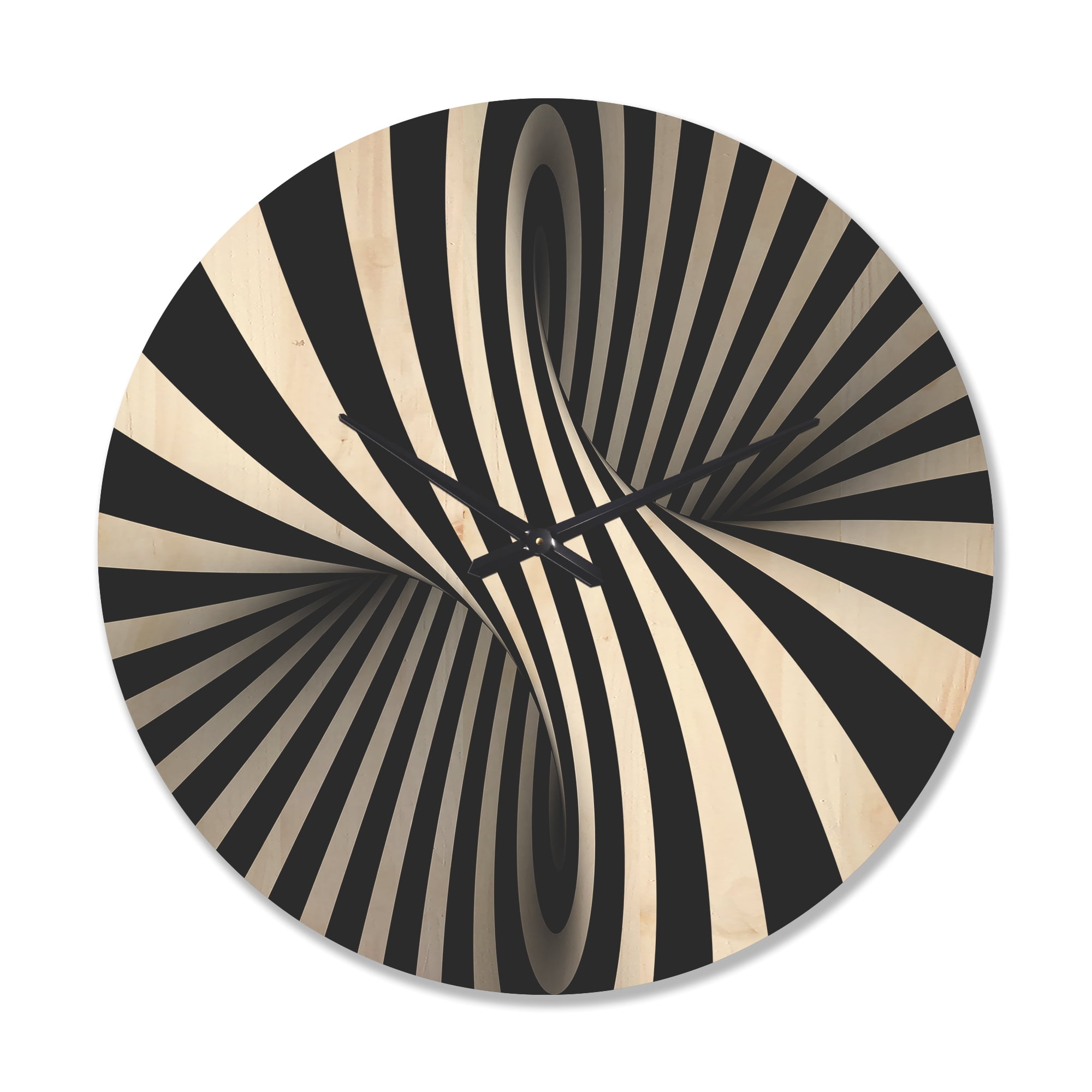 Designart 'Monochrome Spiral ' Modern Wood Wall Clock