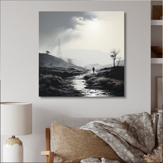 Designart "Monochrome Towers Monoliths" Landscapes Canvas Art Print