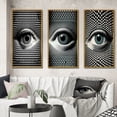 thumbnail image 1 of Designart "Monochrome Vision of the Eye I" Modern Geometric Framed Wall Art Set Of 3 - Black Abstract Geometric Frame Gallery Set For Office Decor, 1 of 6