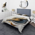 thumbnail image 1 of Designart "Monochrome and Gold Liquid Blend III" Modern Bedding Covert Set - Abstract Liquid Ink Black Abstract Bed Set With 1 Sham, 1 of 6