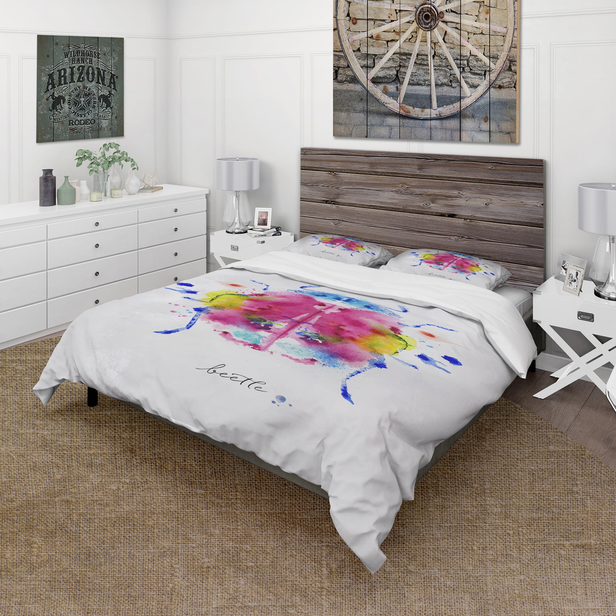Designart 'Monotype color beetle' Animals Duvet Cover Set