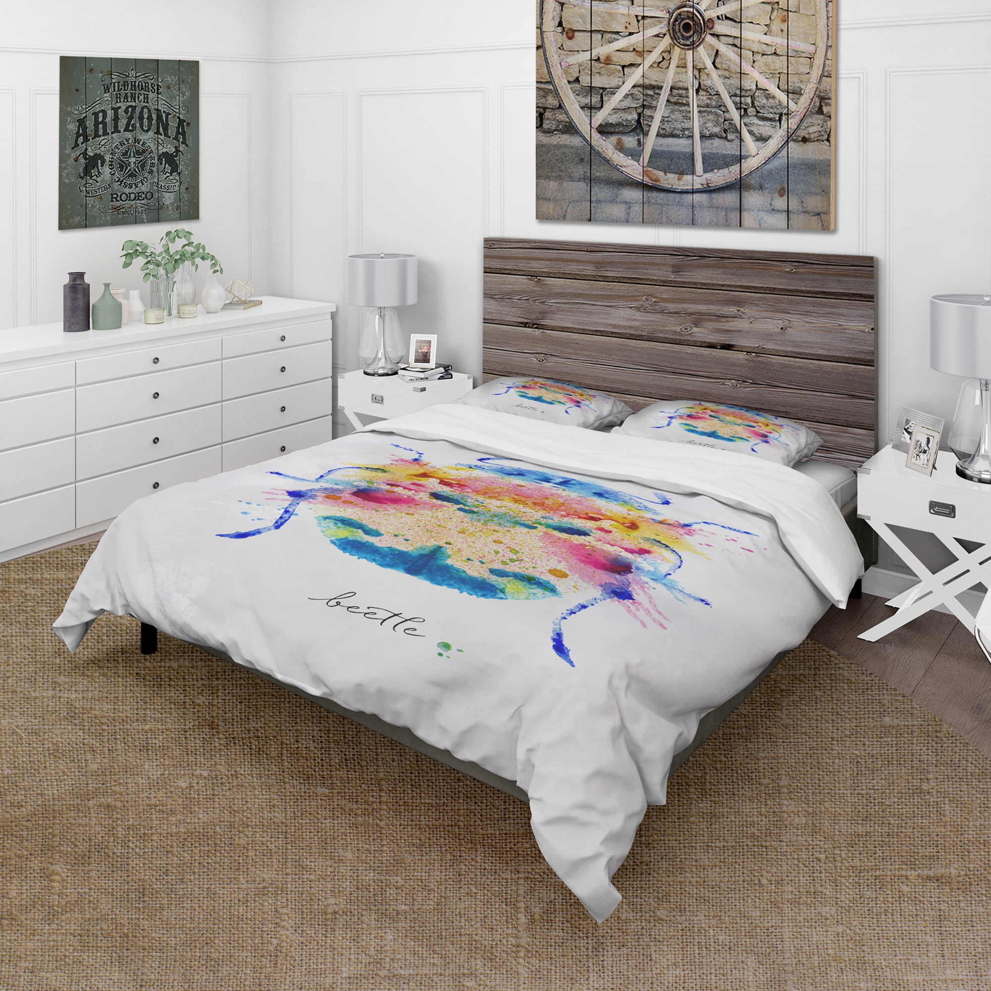 Designart 'Monotype vivid beetle' Animals Duvet Cover Set