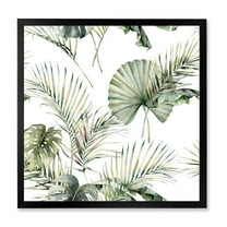Designart 'Monstera and Coconut Leaves With Tropical Pattern' Traditional Framed Art Print
