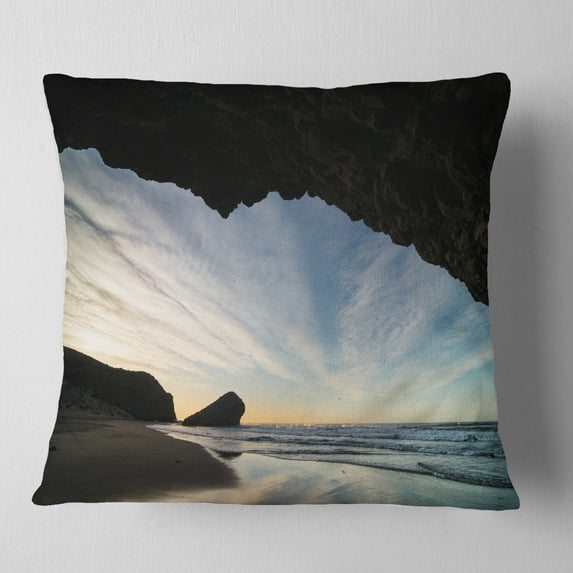 Designart Monsul Beach during Sunset - Seashore Throw Pillow - 18x18