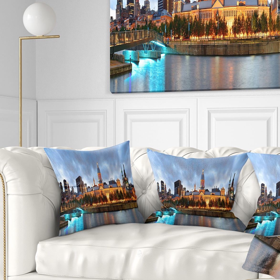 Designart Montreal Panoramic View - Cityscape Photo Throw Pillow - 18x18