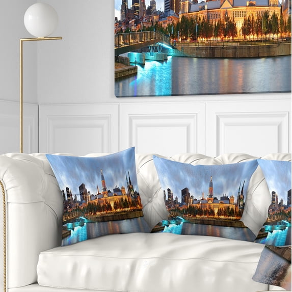 Designart Montreal Panoramic View - Cityscape Photo Throw Pillow - 18x18