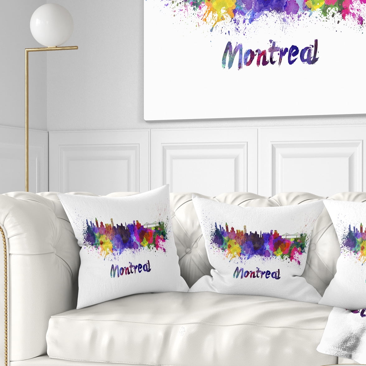 Designart Montreal Skyline - Cityscape Throw Pillow - 18x18