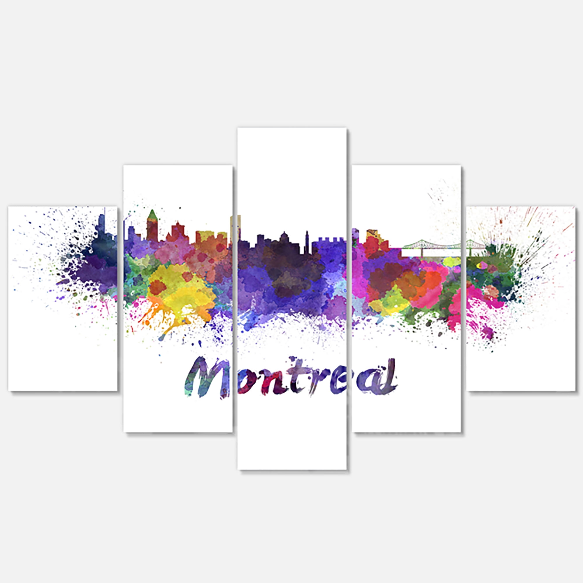 Designart 'Montreal Skyline ' Multipanel Cityscape Extra Large Metal Wall Art Print