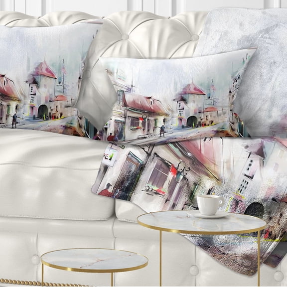 Designart Montreux Illustration - Digital Art Landscape Printed Throw Pillow - 12x20
