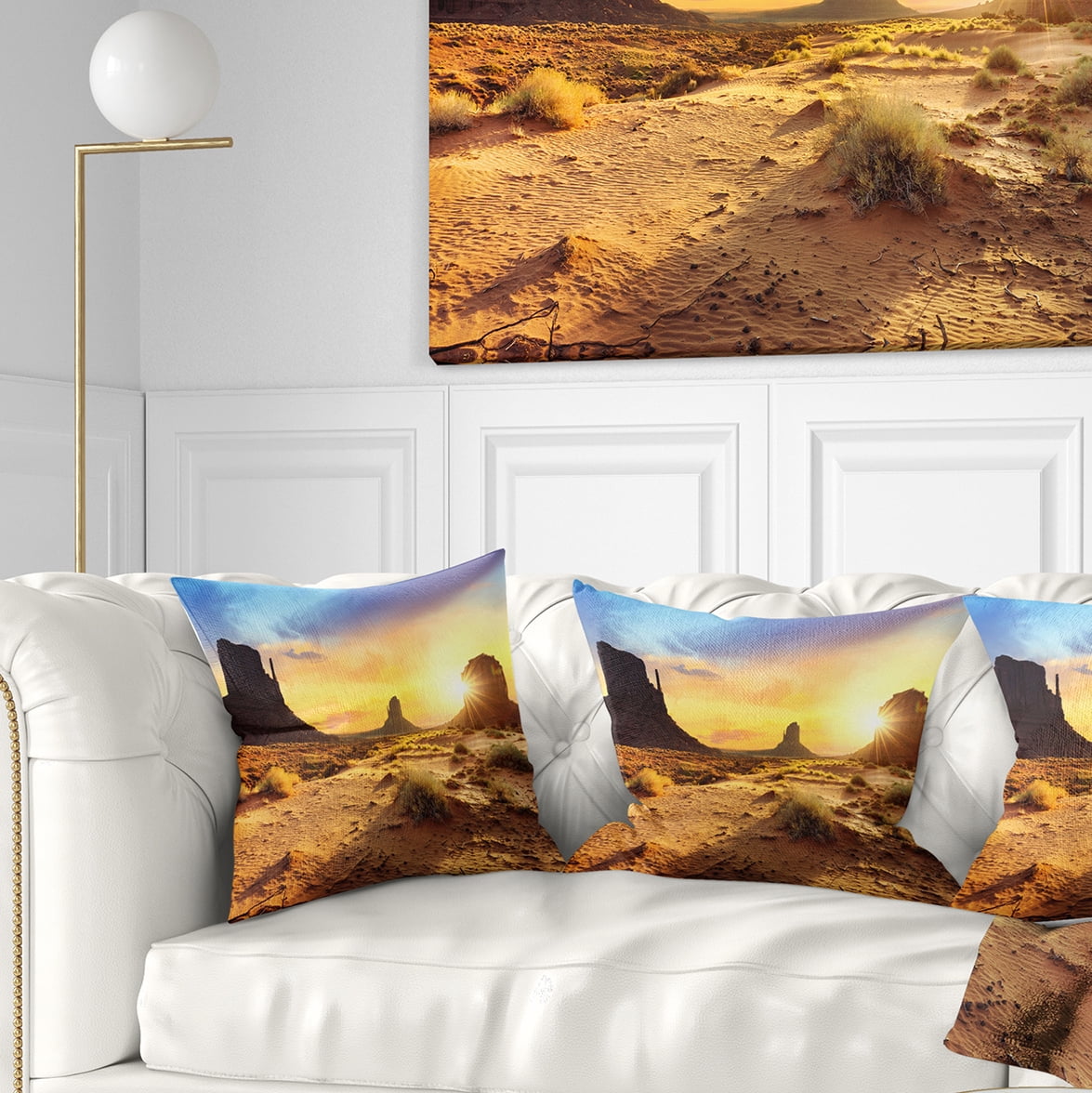 Designart Monument Valley Landscape - Photography Throw Pillow - 16x16