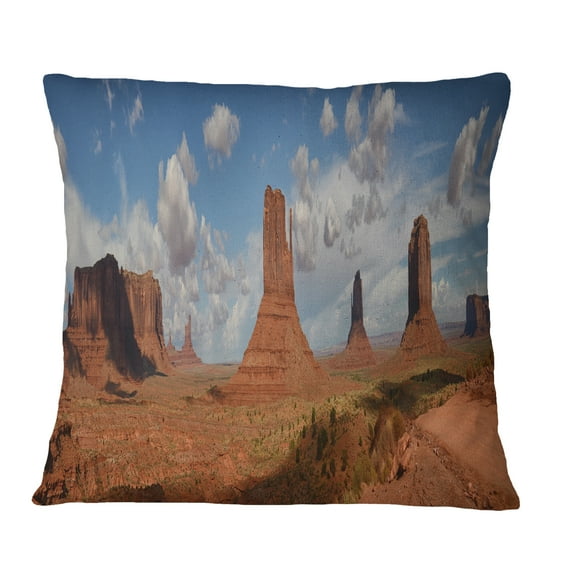 Designart Monument Valley Mountains - Landscape Printed Throw Pillow - 16x16