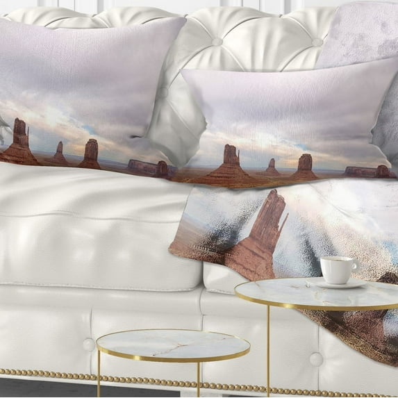 Designart Monument Valley Panorama - Landscape Printed Throw Pillow - 12x20