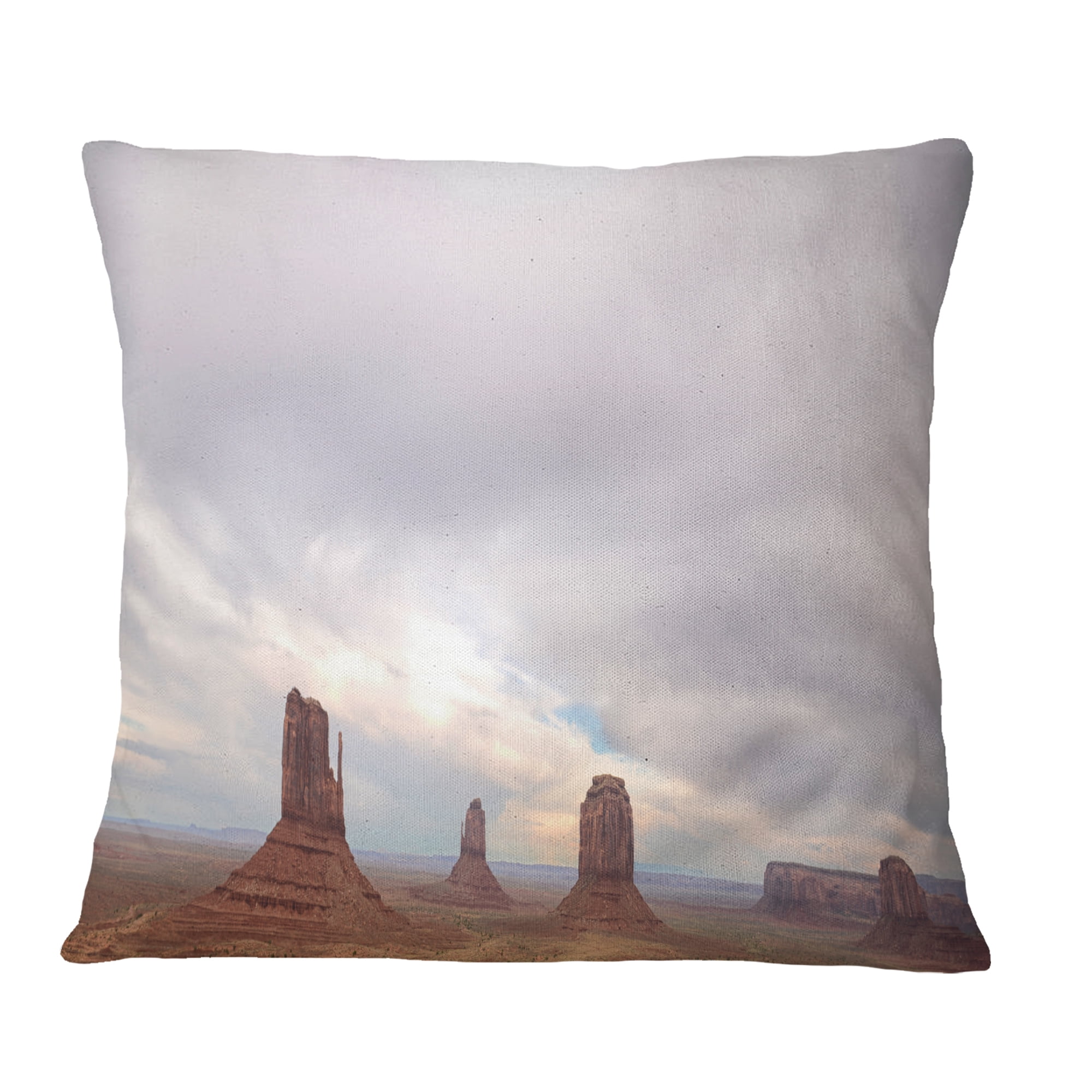 Designart Monument Valley Panorama - Landscape Printed Throw Pillow - 16x16