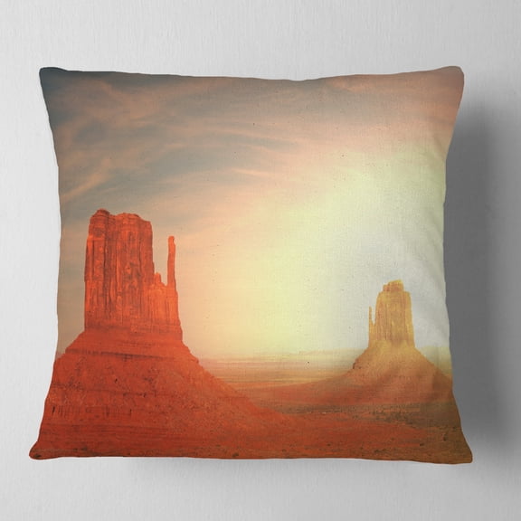 Designart Monument Valley Utah Usa - Landscape Printed Throw Pillow - 16x16