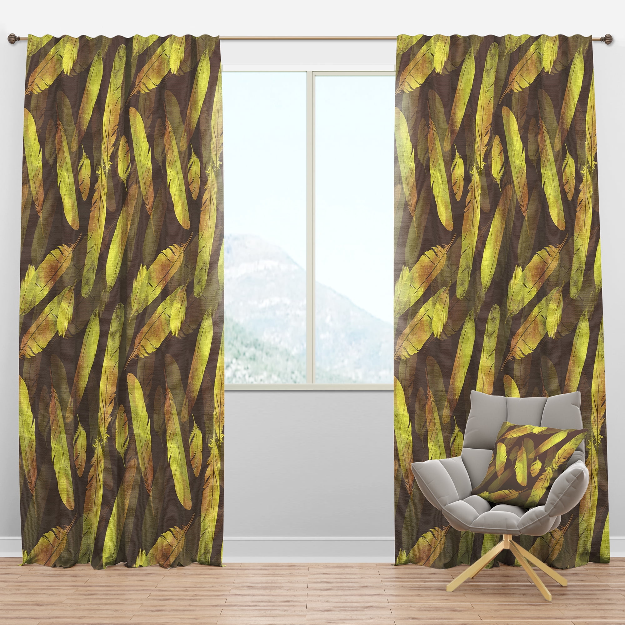 Designart 'Moods Yellow IV' Southwestern Blackout Curtain Panel