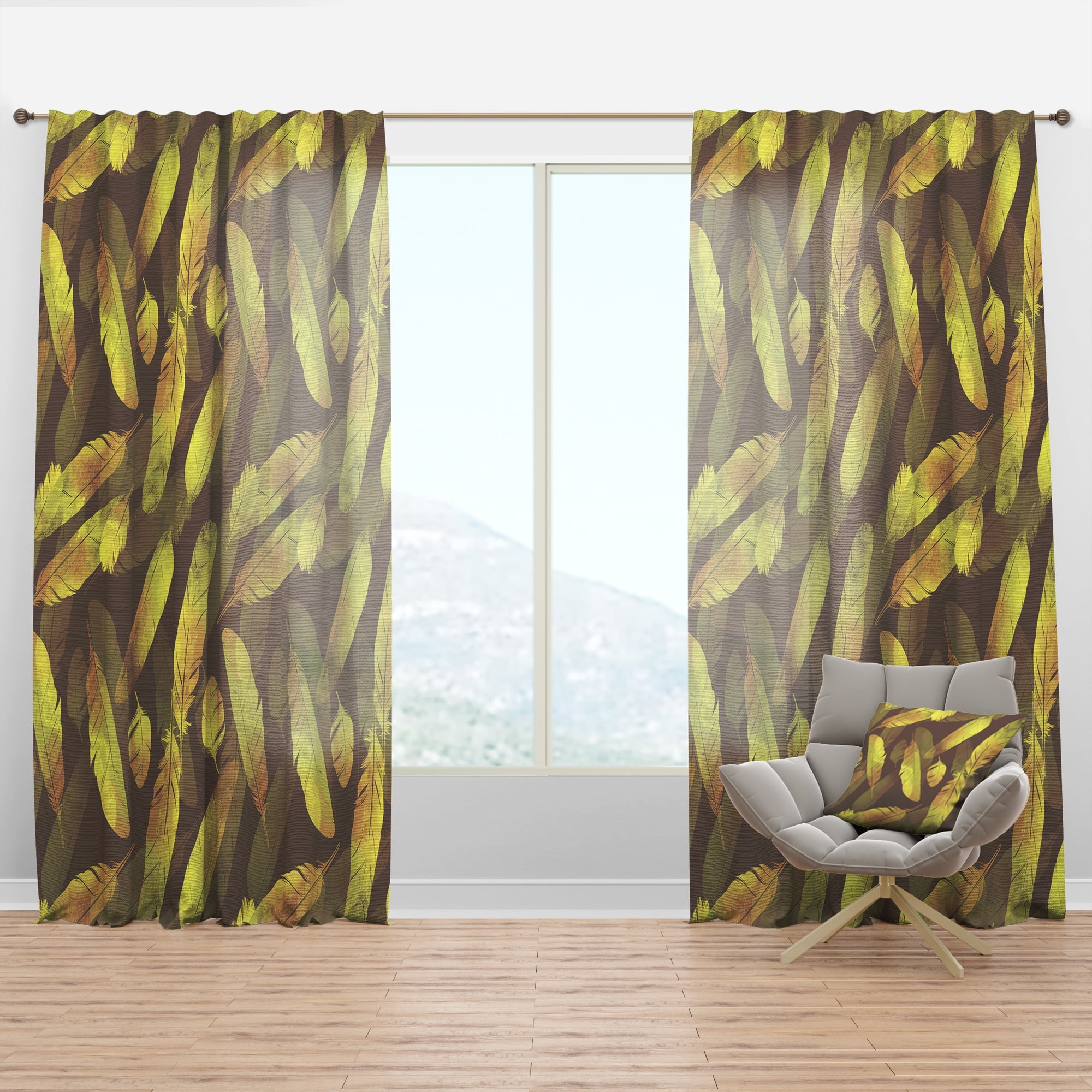 Designart 'Moods Yellow IV' Southwestern Curtain Panel
