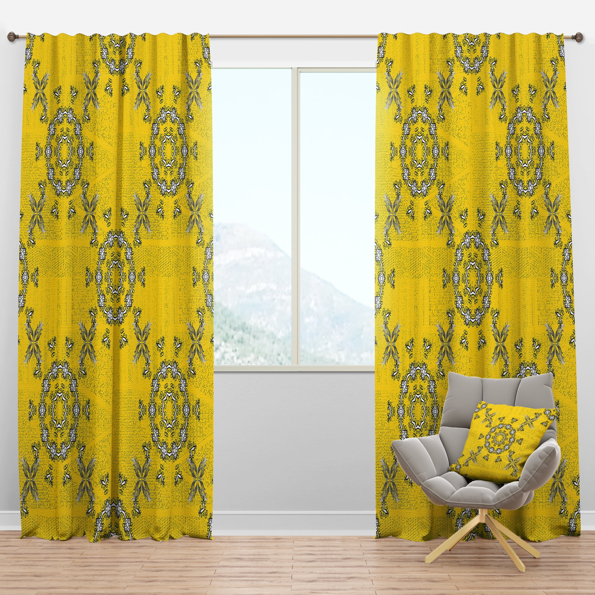 Designart 'Moods Yellow V' Bohemian & Eclectic Blackout Curtain Panel