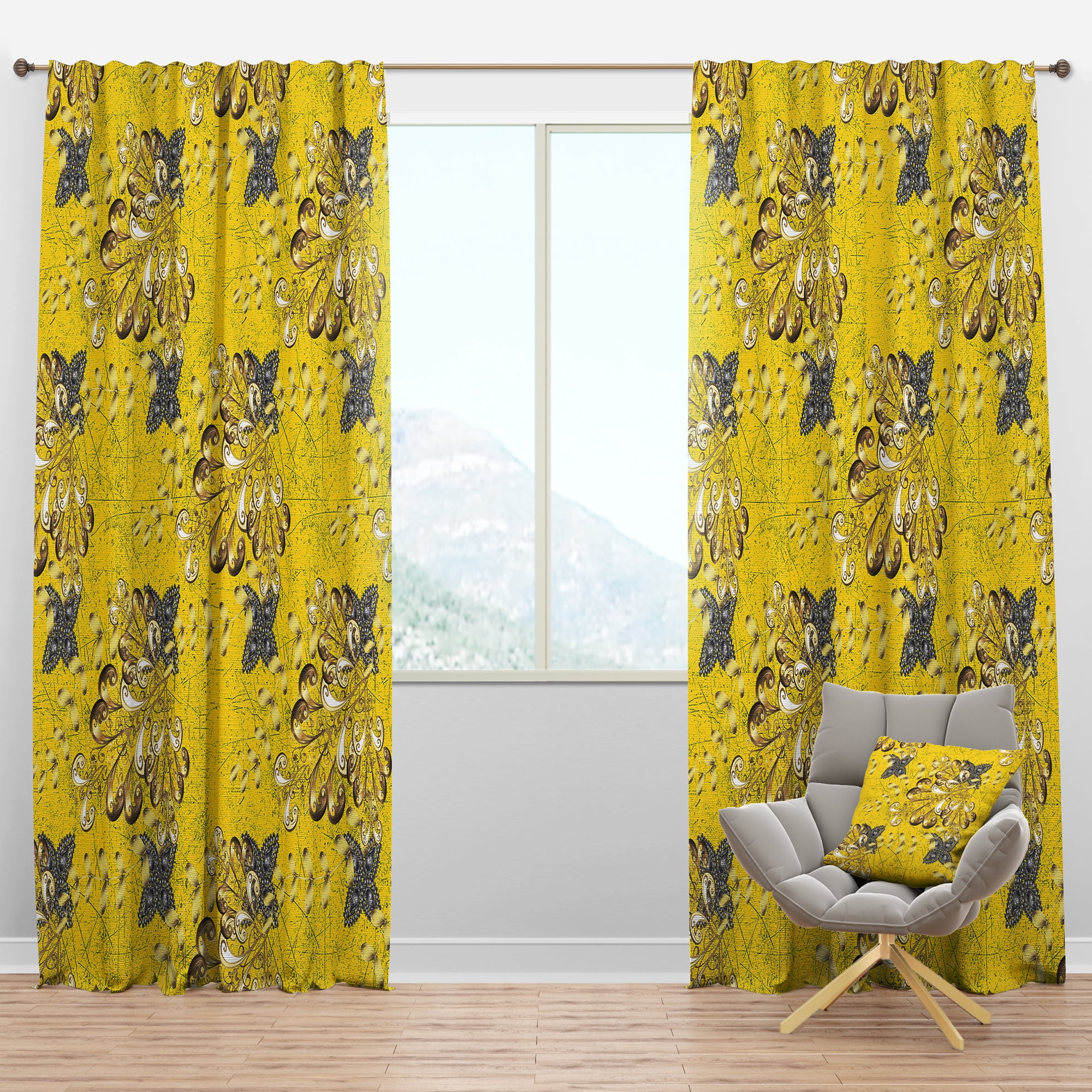 Designart 'Moods Yellow VI' Modern & Contemporary Blackout Curtain Panel