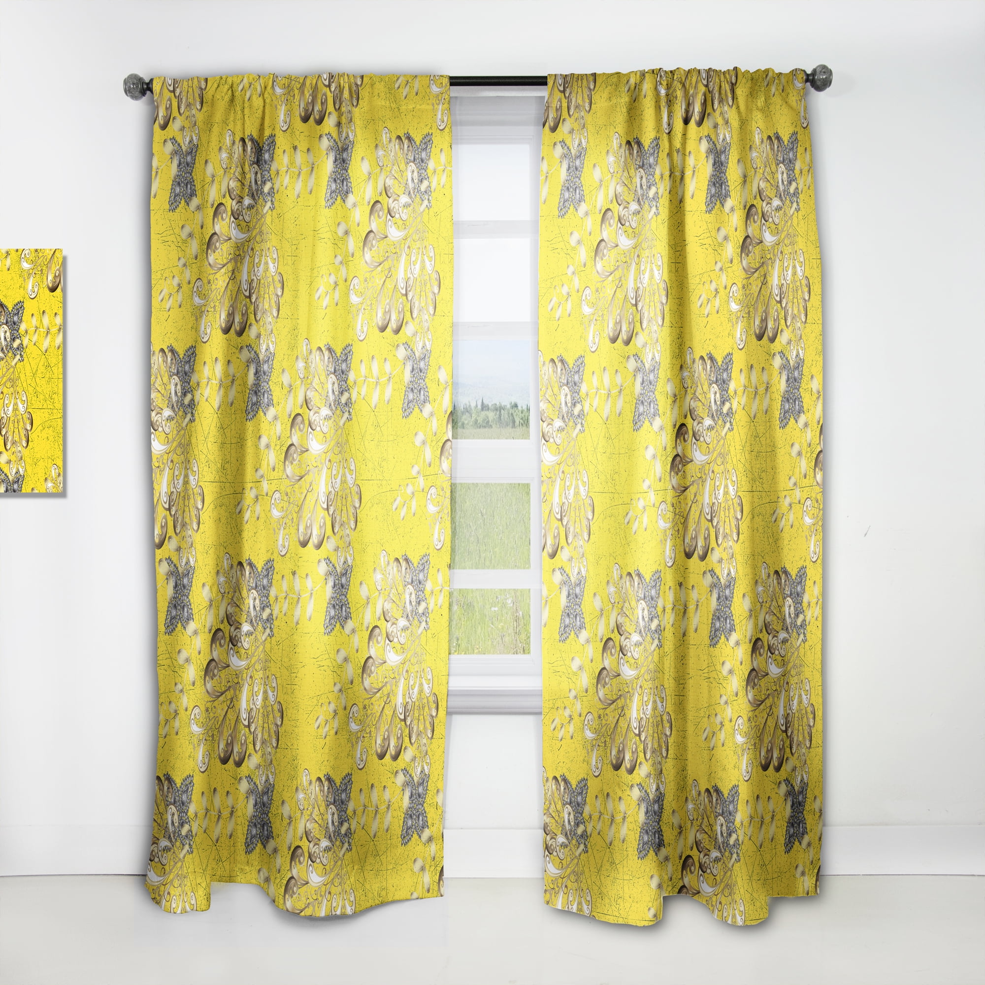 Designart 'Moods Yellow VI' Modern & Contemporary Curtain Panel