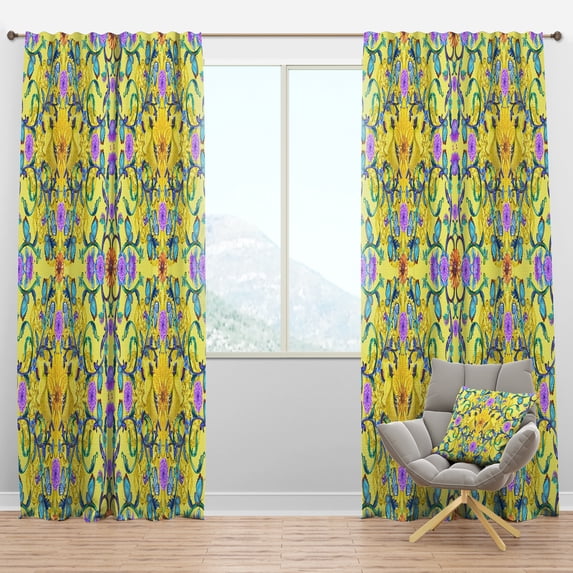 Designart 'Moods Yellow VIII' Bohemian Blackout Curtain Panel