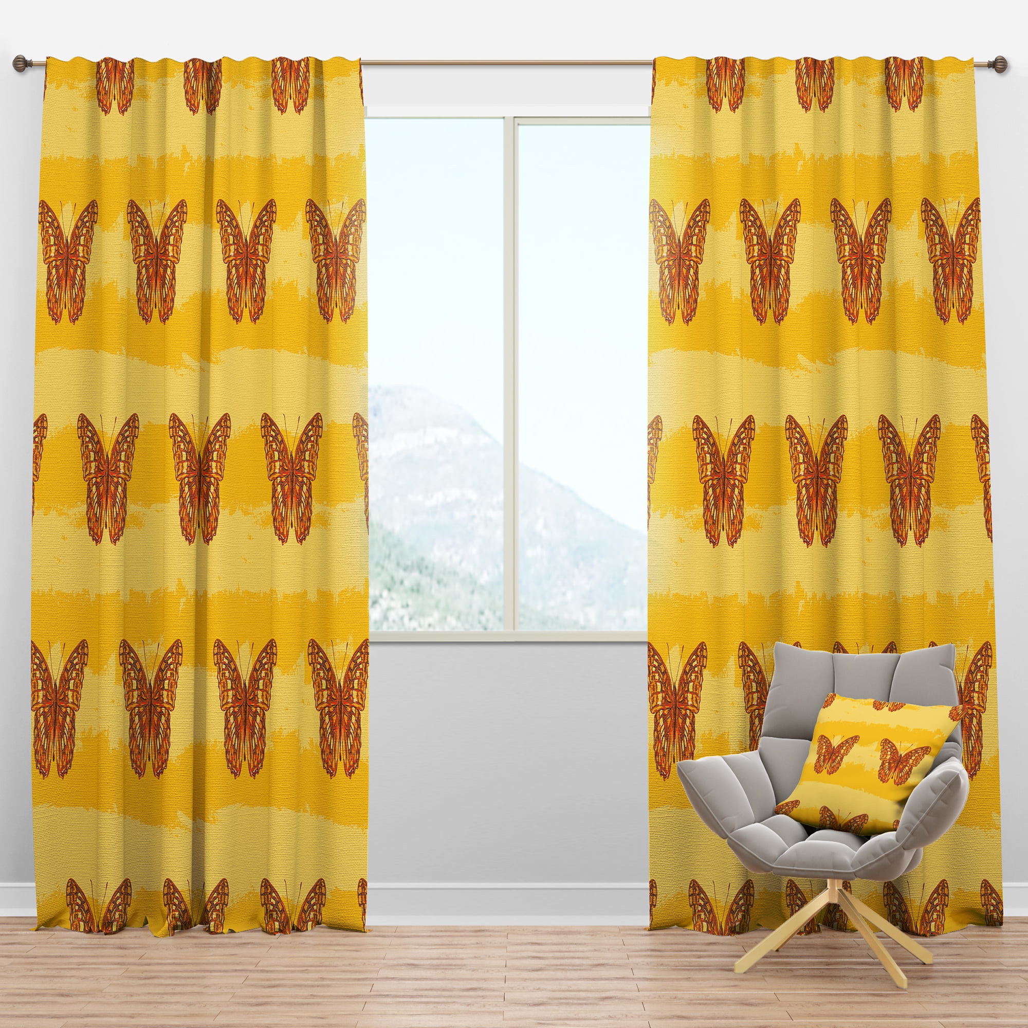 Designart 'Moods Yellow X' Modern & Contemporary Blackout Curtain Panel