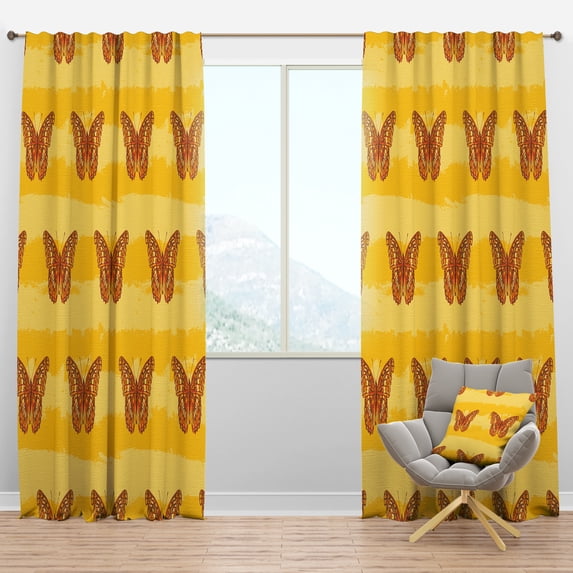 Designart 'Moods Yellow X' Modern & Contemporary Blackout Curtain Panel