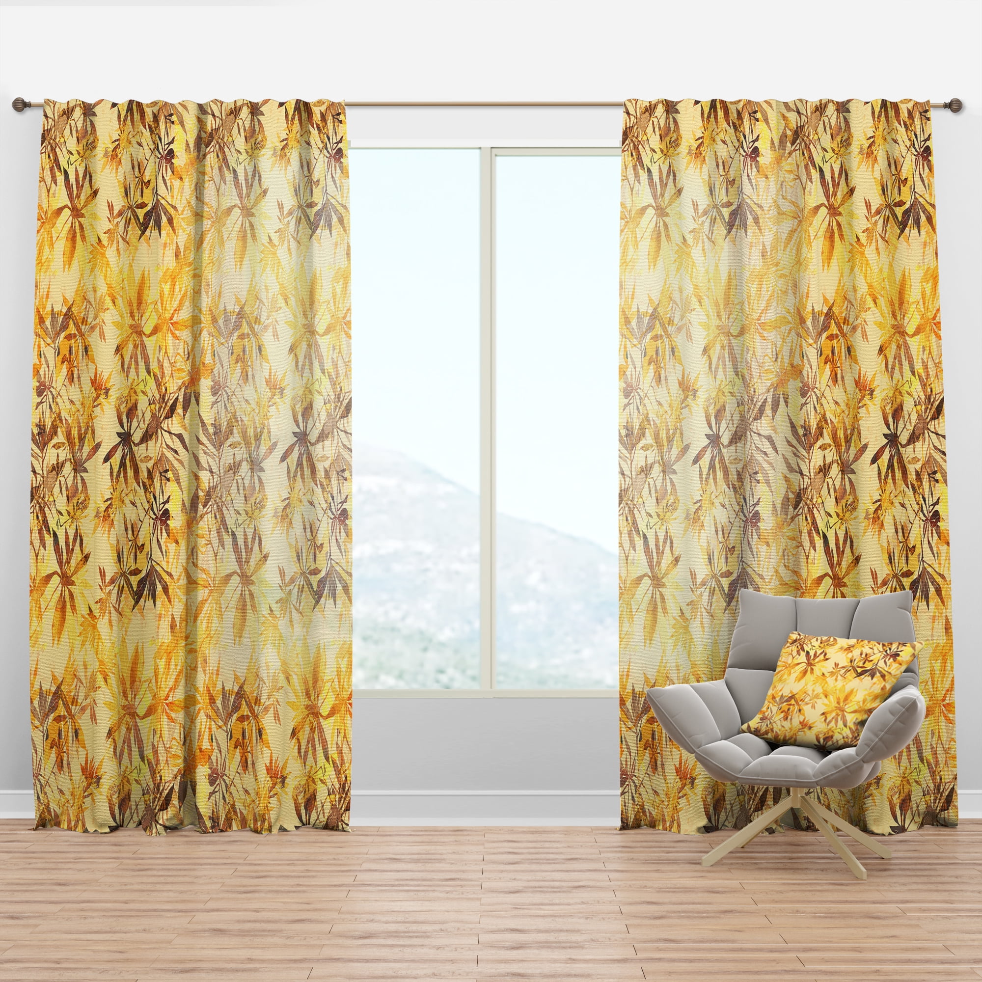 Designart 'Moods Yellow XI' Tropical Curtain Panel