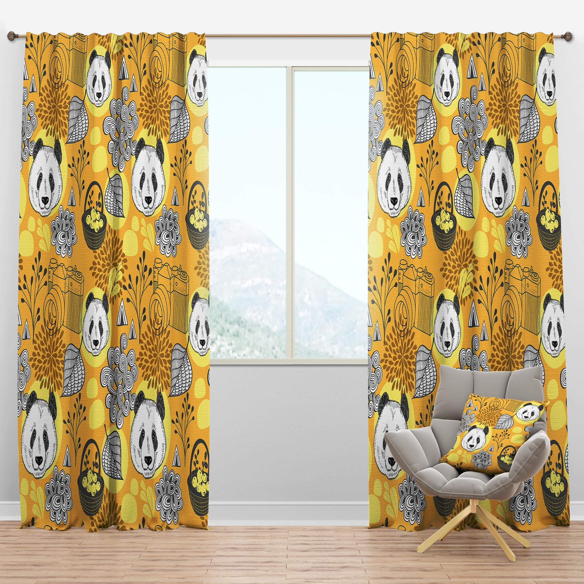 Designart 'Moods Yellow XII' Oriental Blackout Curtain Panel