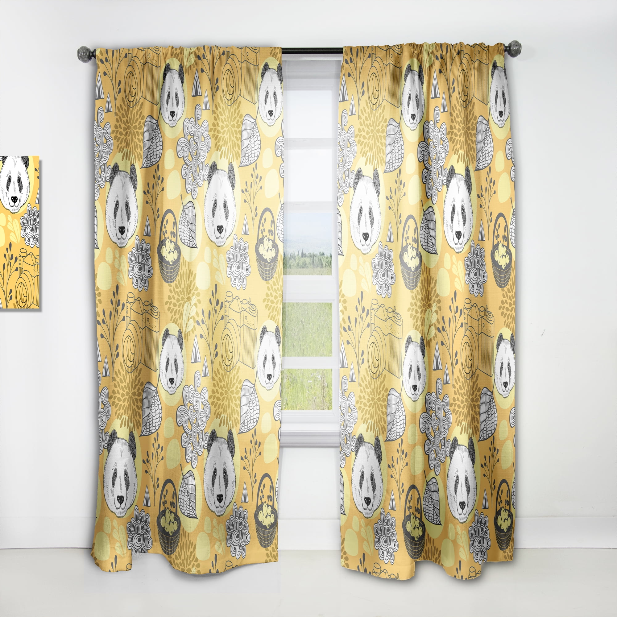 Designart 'Moods Yellow XII' Oriental Curtain Panel
