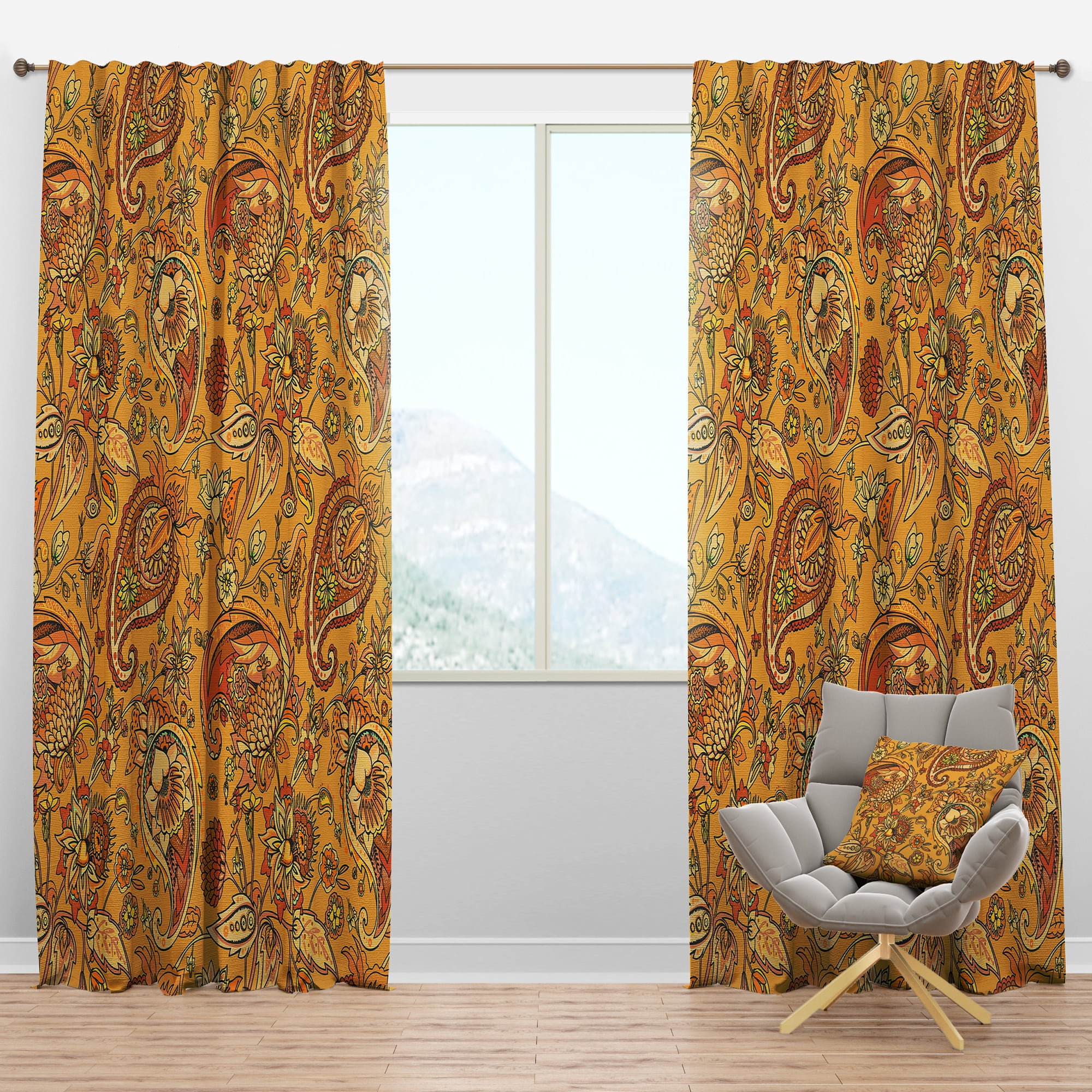 Designart 'Moods Yellow XIII' Designer Blackout Curtain Panel