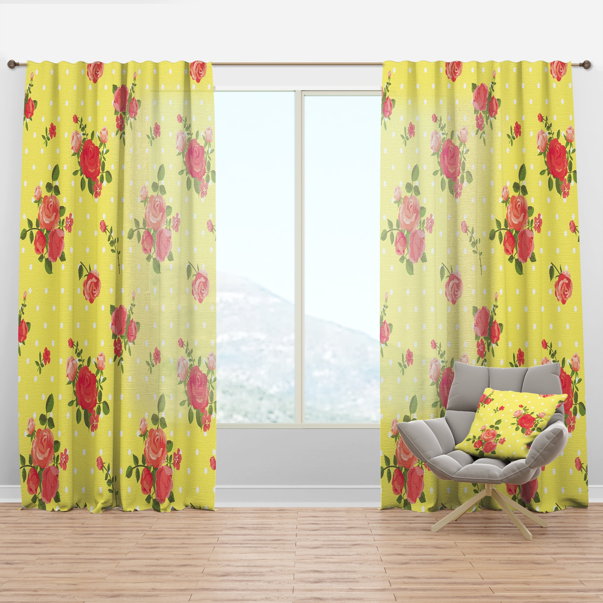 Designart 'Moods Yellow XV' Bohemian & Eclectic Curtain Panel