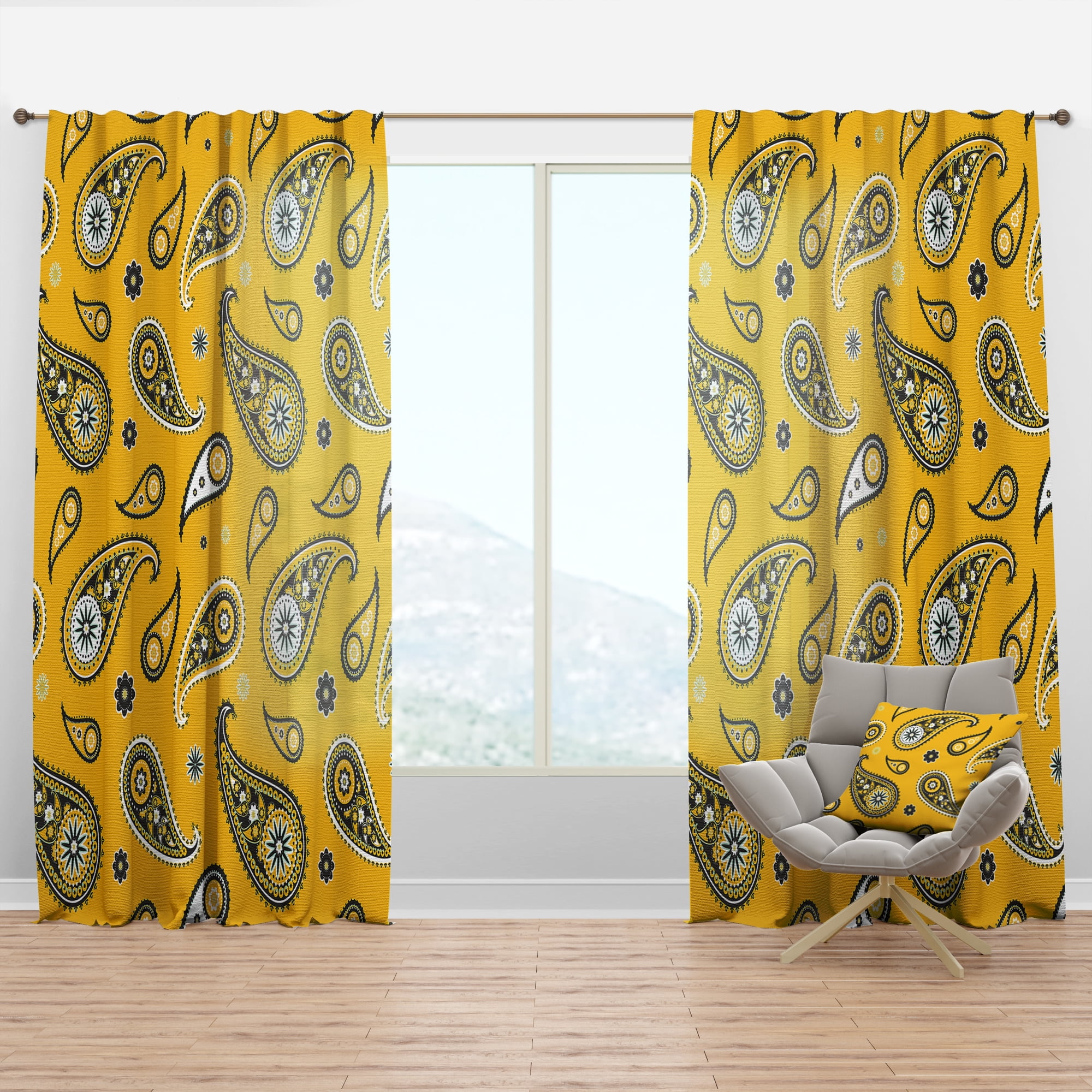 Designart 'Moods Yellow XVI' Traditional Curtain Panel