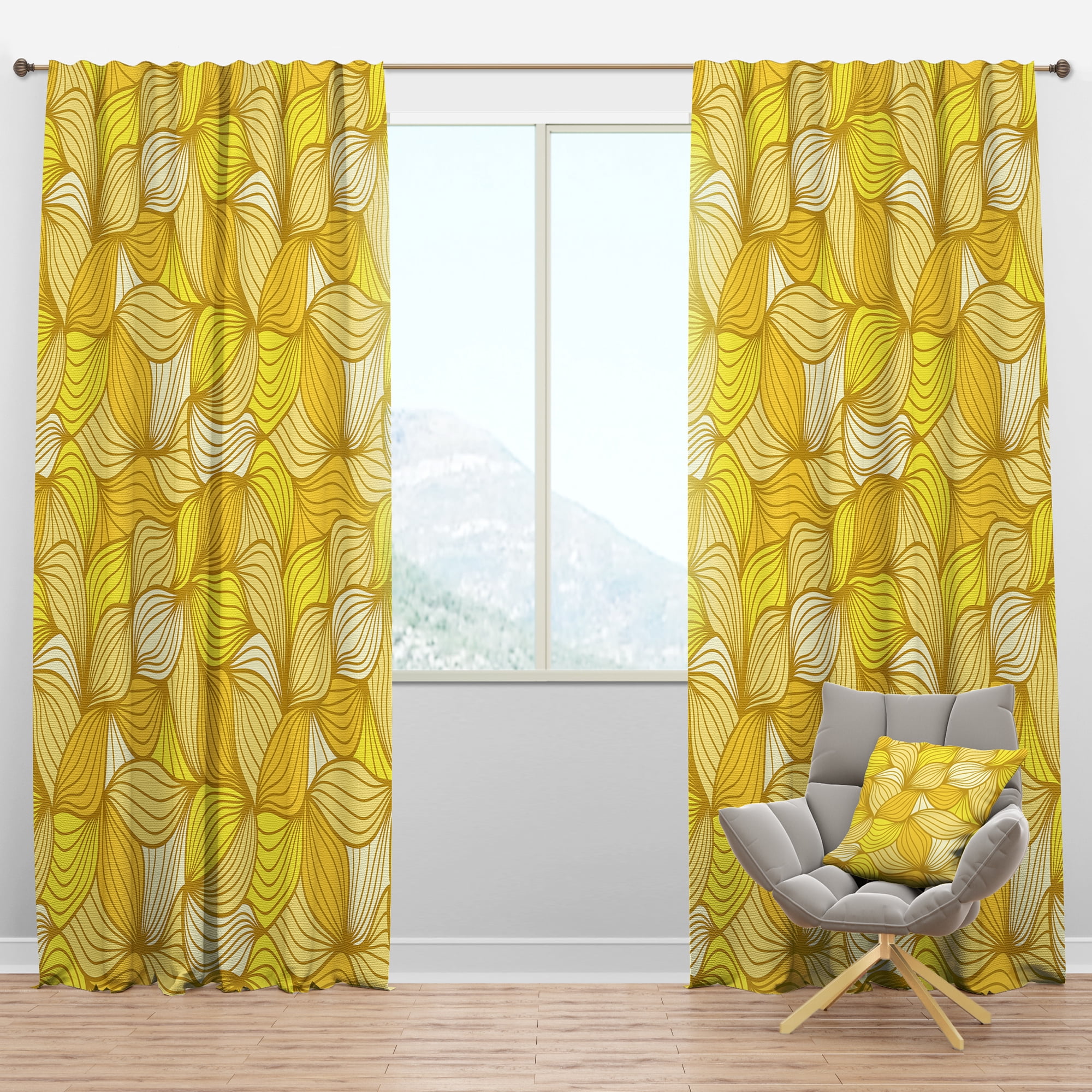 Designart 'Moods Yellow XVII' Bohemian & Eclectic Blackout Curtain Panel