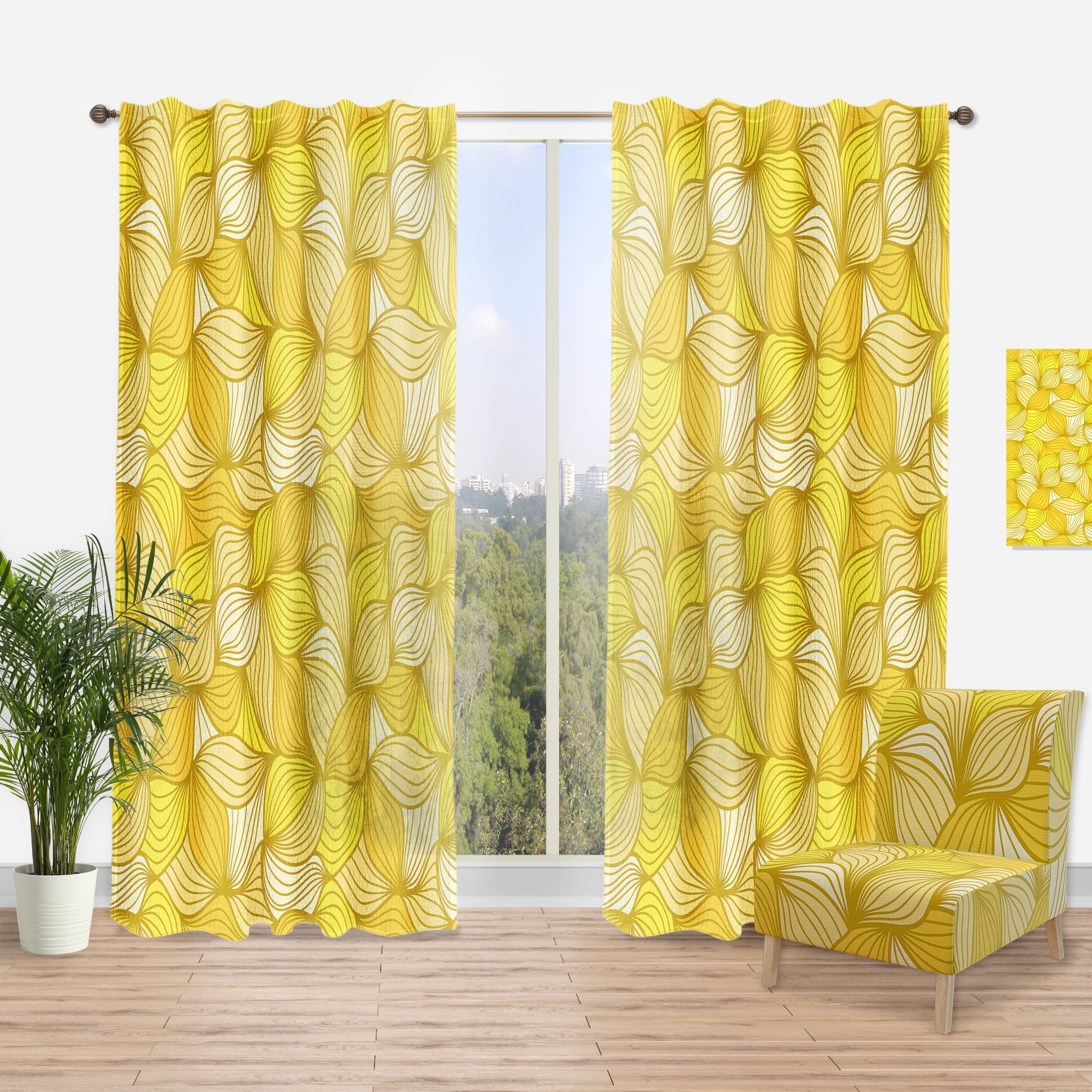 Designart 'Moods Yellow XVII' Bohemian & Eclectic Curtain Panel