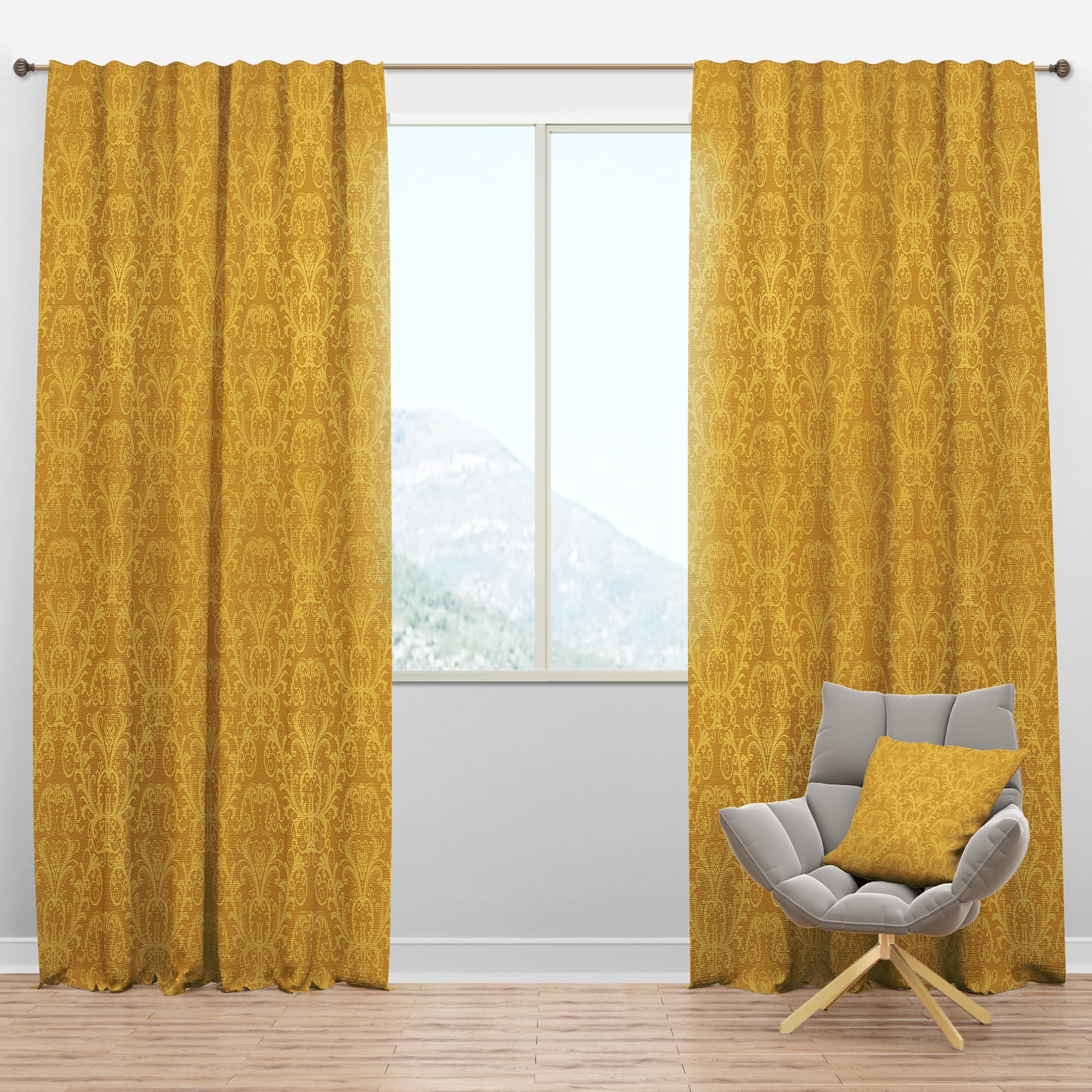 Designart 'Moods Yellow XVIII' Glam Blackout Curtain Panel