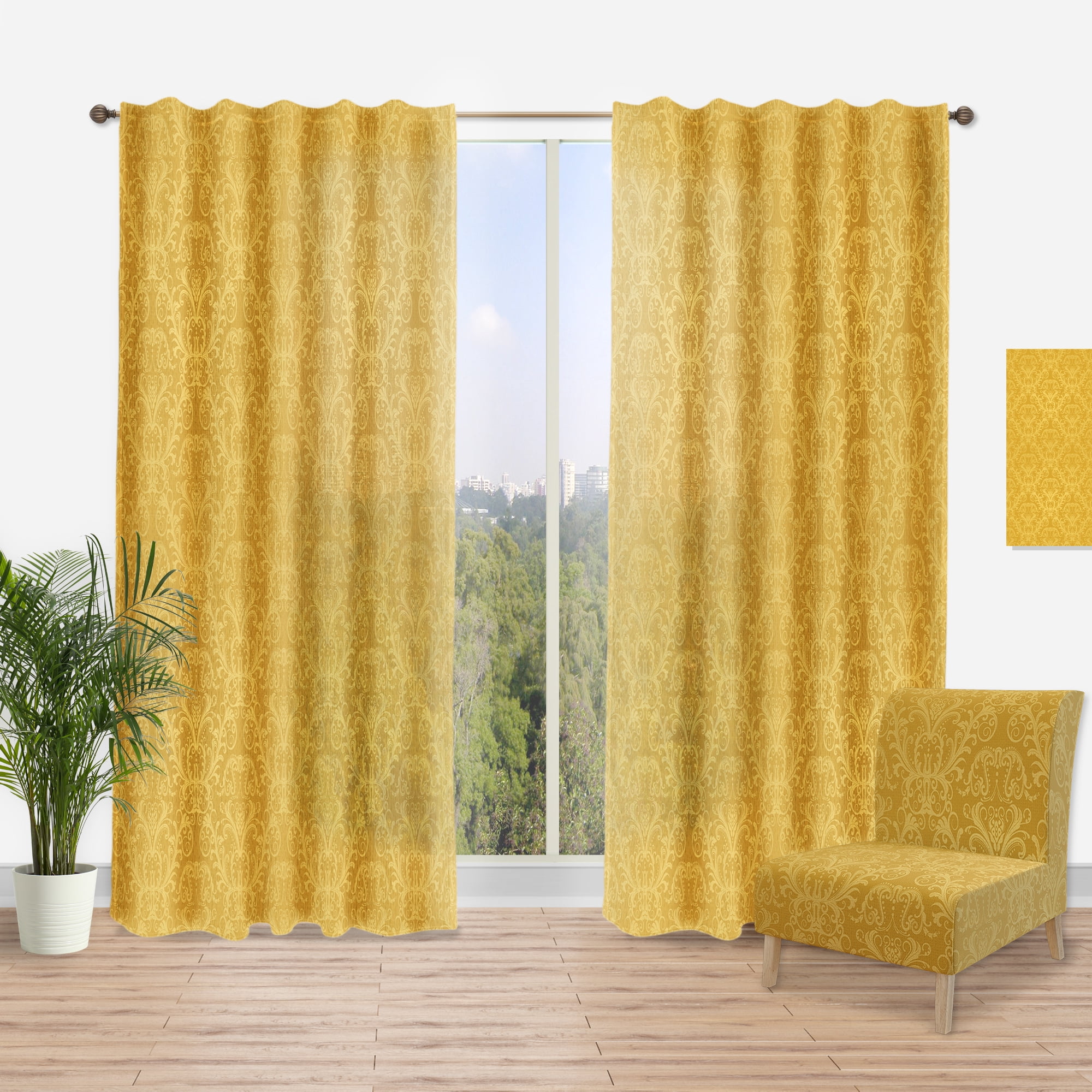 Designart 'Moods Yellow XVIII' Glam Curtain Panel
