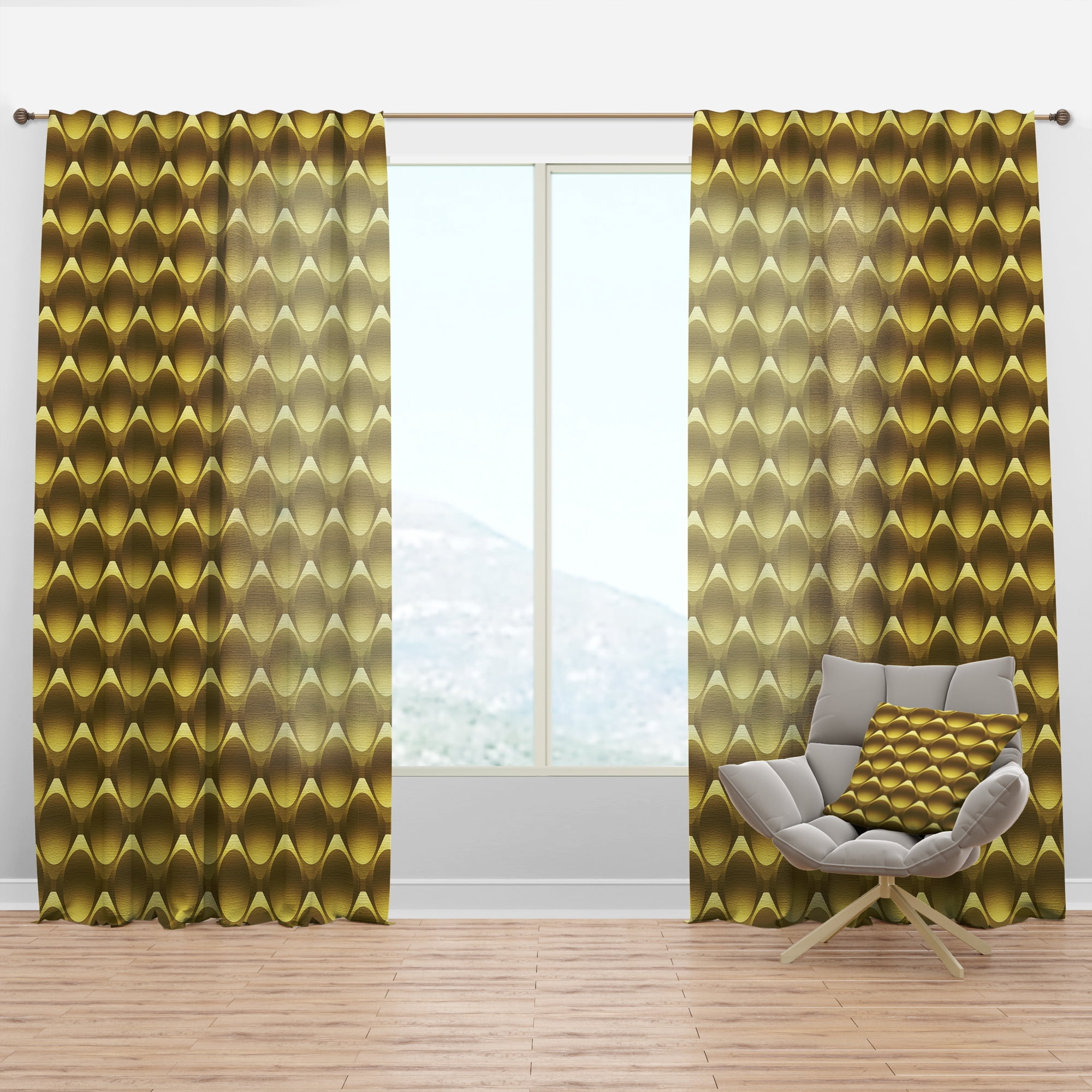 Designart 'Moods Yellow XX' Glam Curtain Panel