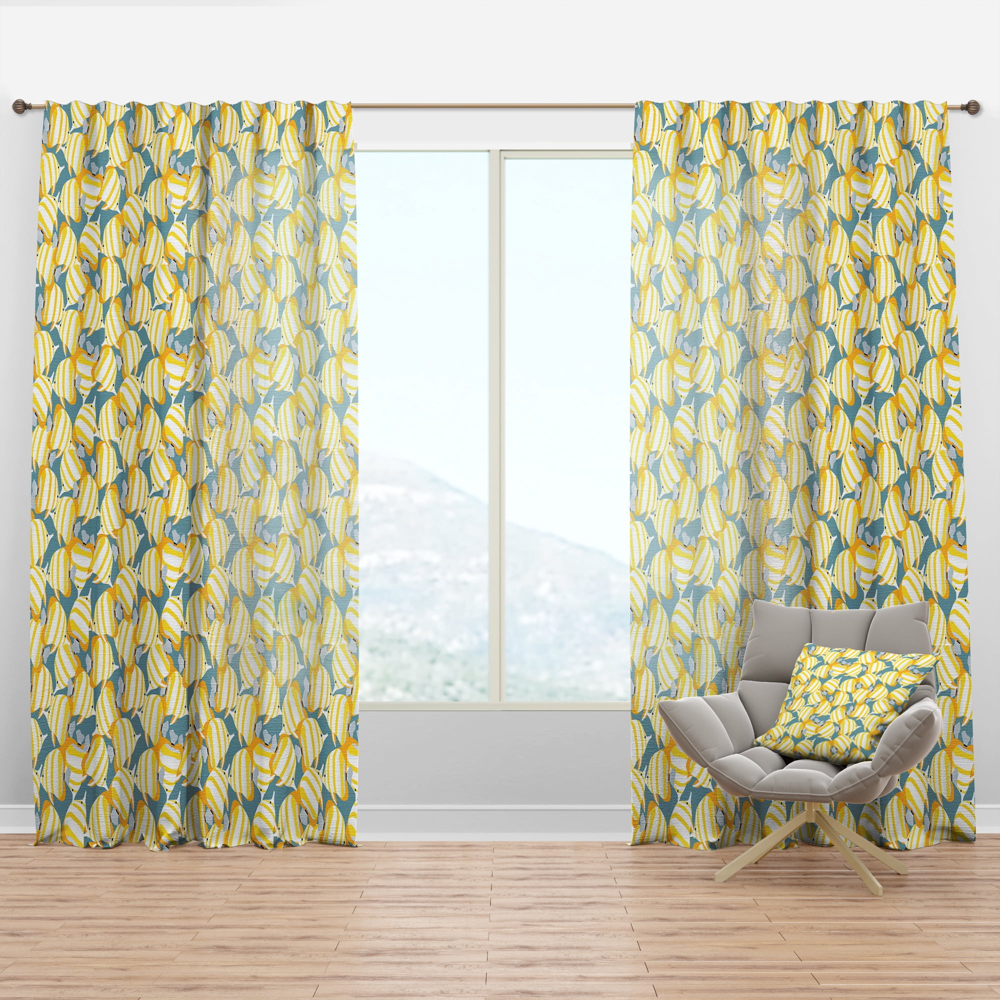 Designart 'Moods Yellow XXI' Nautical & Coastal Curtain Panel