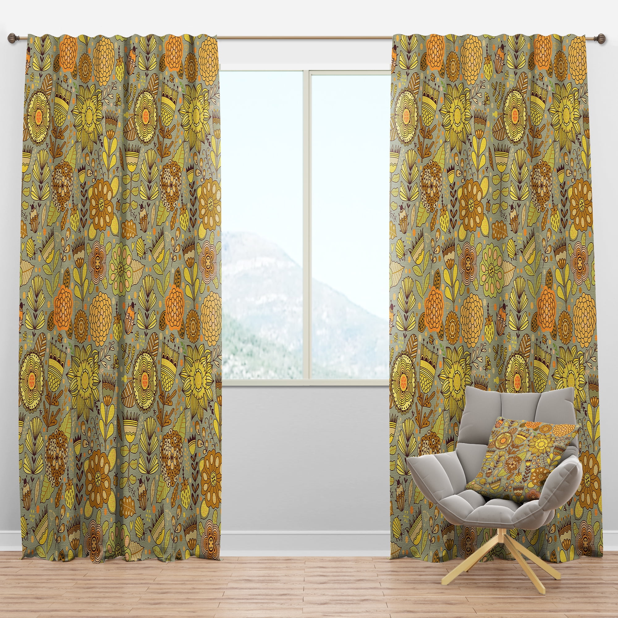 Designart 'Moods Yellow XXII' Modern & Contemporary Blackout Curtain Panel