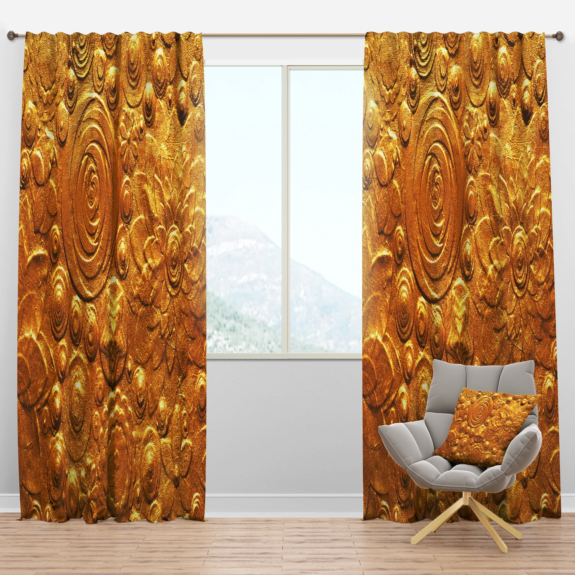 Designart 'Moods Yellow XXIII' Floral Blackout Curtain Panel