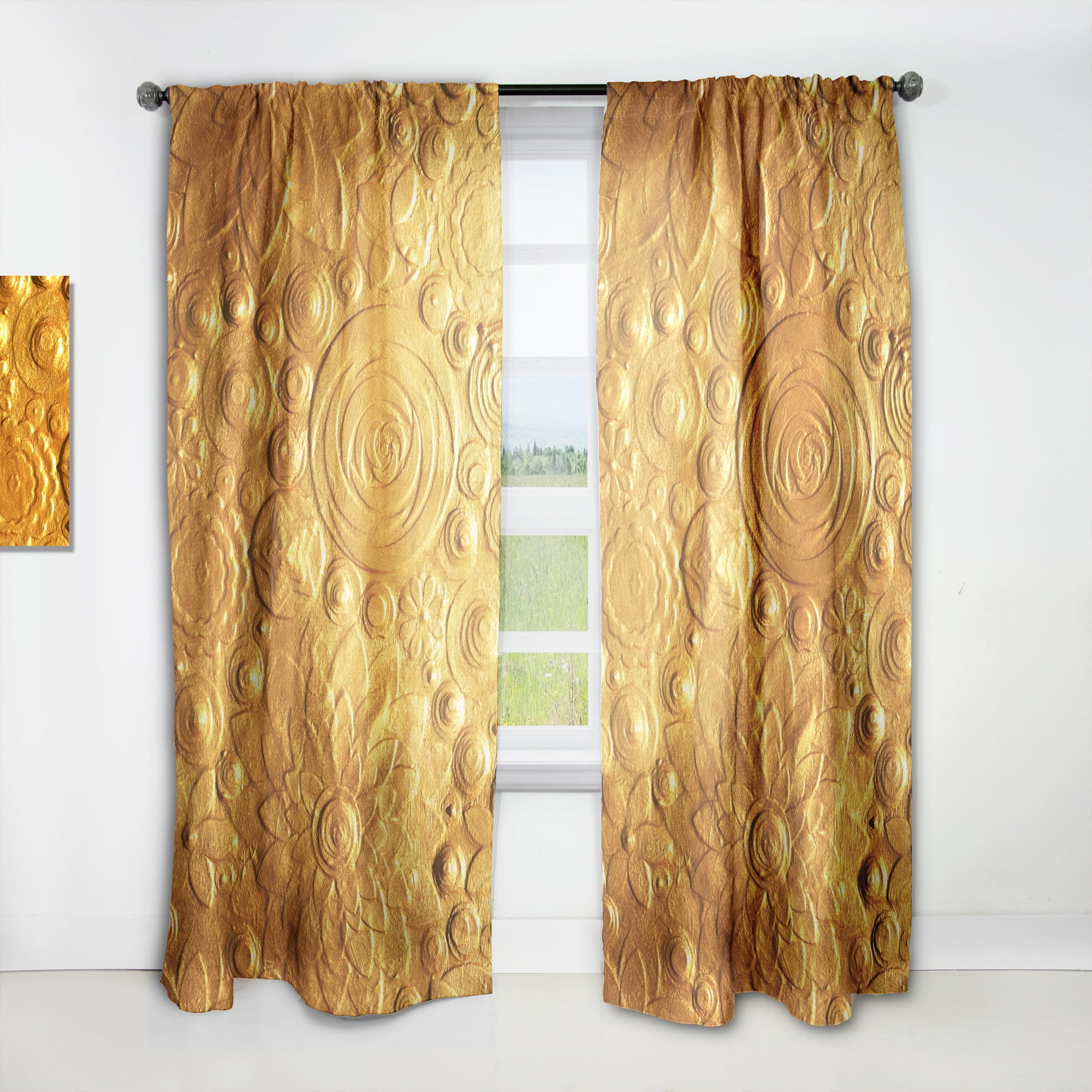 Designart 'Moods Yellow XXIII' Floral Curtain Panel