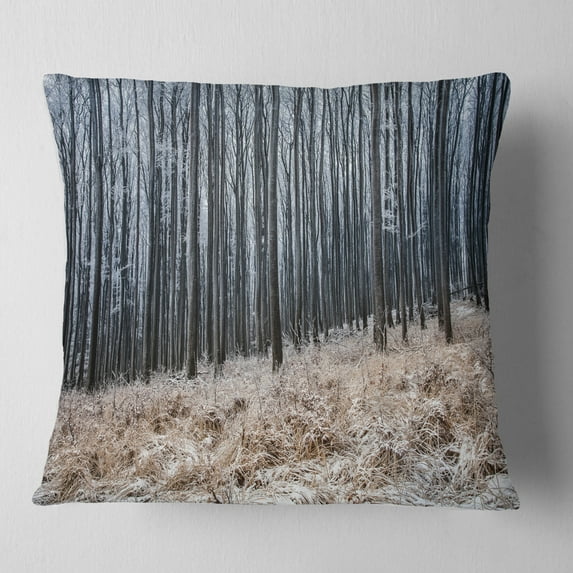 Designart Moody Cold Forest with Thick Woods - Forest Throw Pillow - 16x16