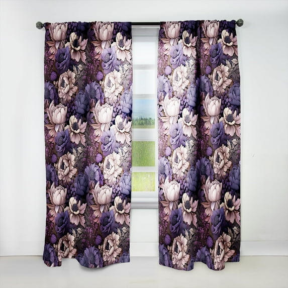 Designart "Moody Gothic Botanicals I" Floral Room Darkening Curtain Single Panel