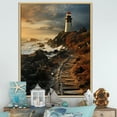 thumbnail image 1 of Designart "Moody Scenery Of The Lighthouse I" Lighthouses Floater Framed Wall Art Living Room, 1 of 5
