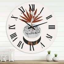 Designart 'Moon And Sun Shapes In Retro Terracotta Tones Ii' Modern Wall Clock
