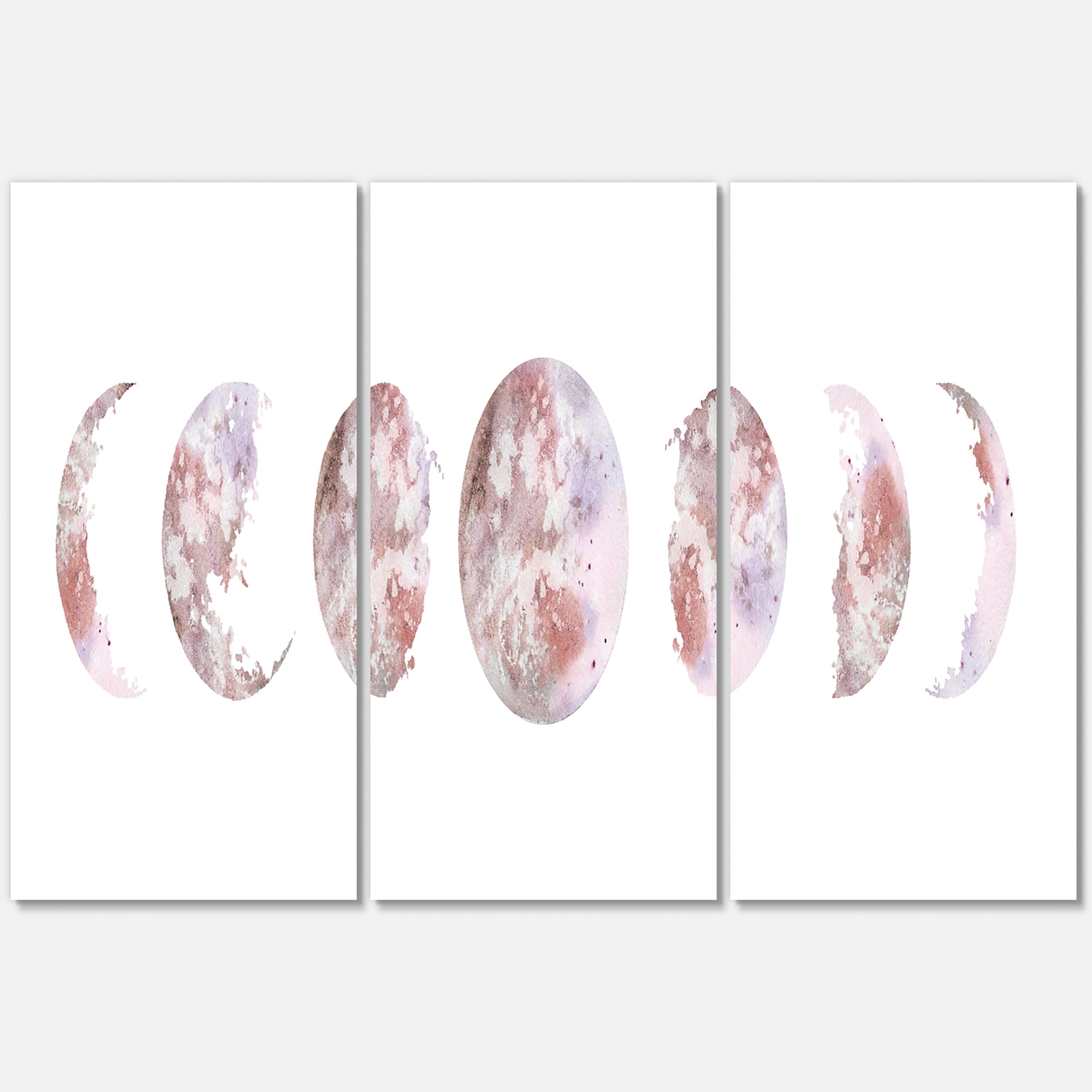 Designart ' Moon Phases On White ' Modern Canvas Wall Art Print