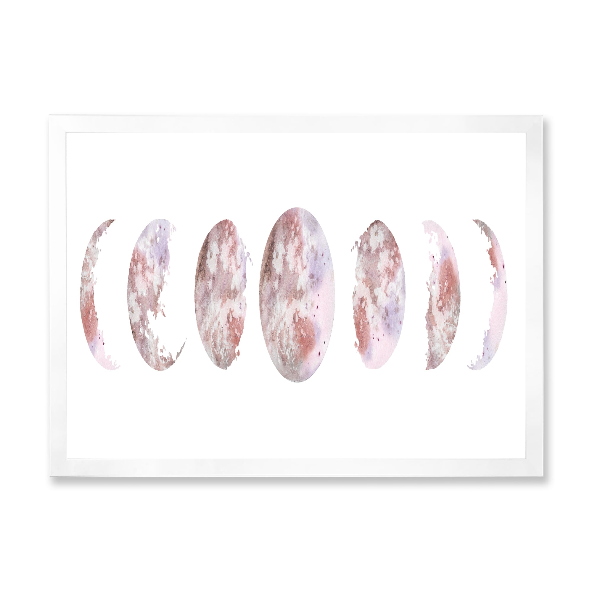 Designart 'Moon Phases On White' Modern Framed Art Print